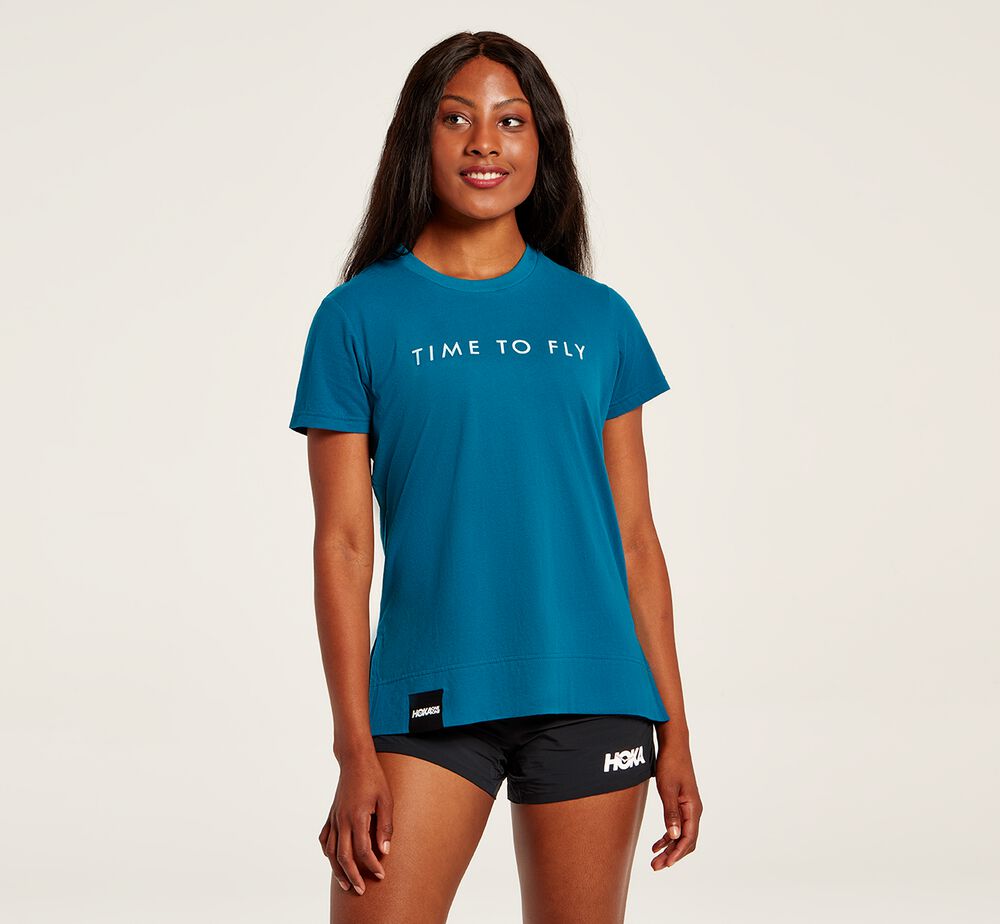 Hoka One One Brand T-Shirt Dam Blå - SE-3247816